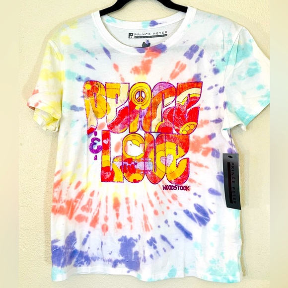 Prince Peter Collection x Woodstock Peace & Love Tie Dye Graphic Tee NWT - Picture 6 of 11